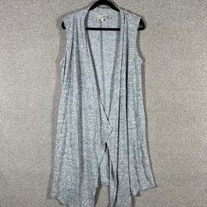 Joan Vass New York Cardigan Sweater Women Large Gray Open Drape Front Sleeveless